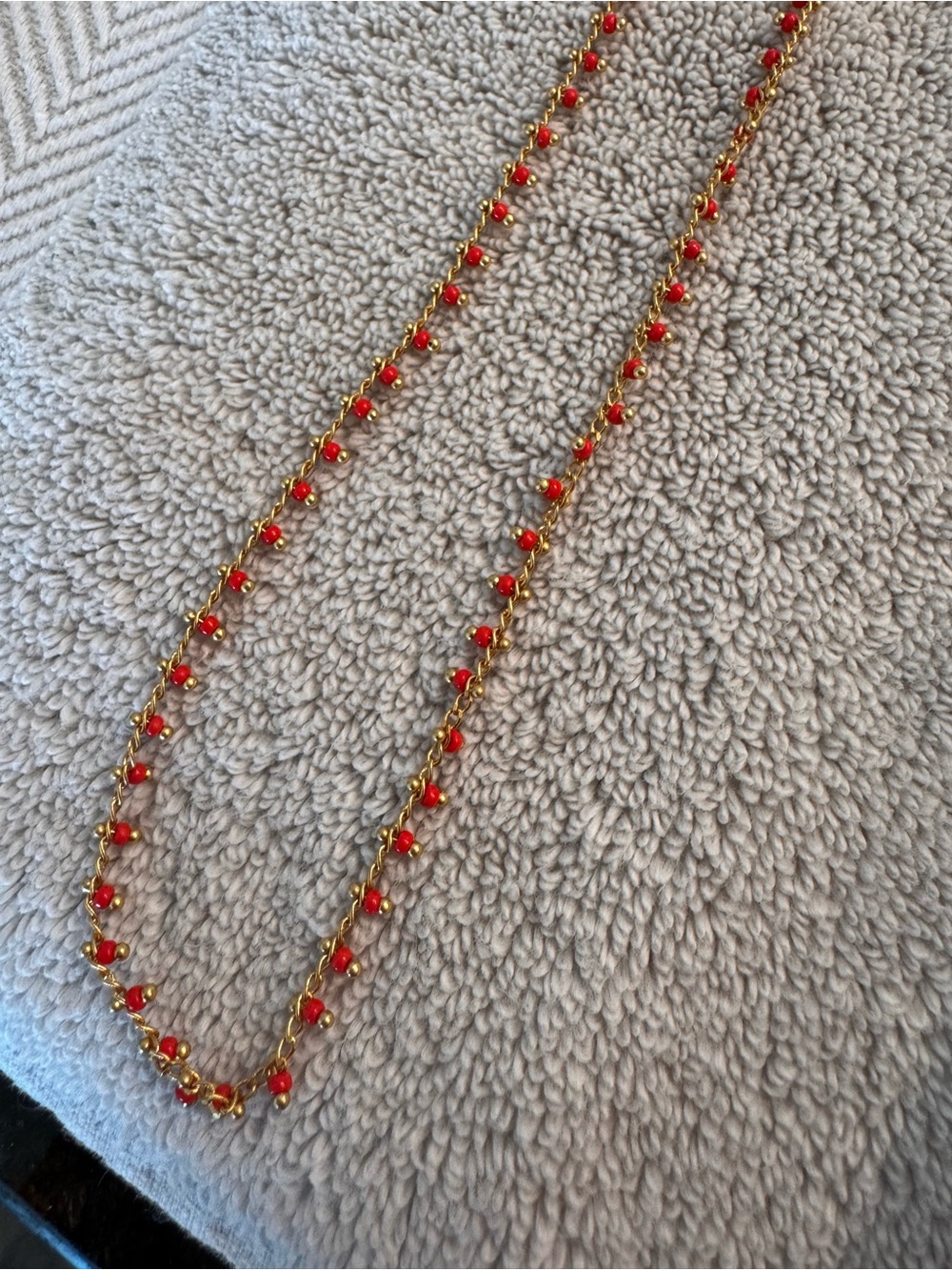 Madewell Gold Chain Necklace with Red Beads